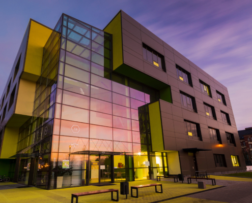 Modern Office Buildings In The Evening, Buildings Polish Silicon Valley In Szczecin