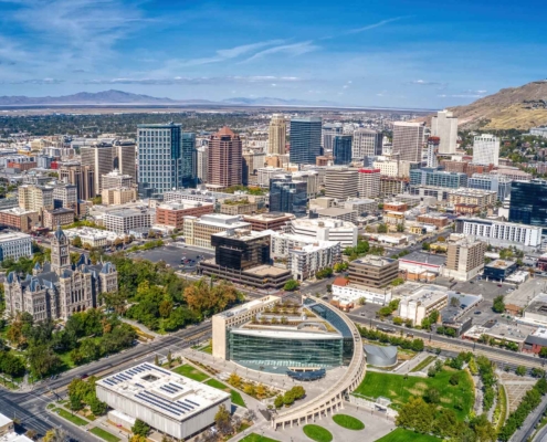 Aerial View Of Salt Lake City, Utah In Early Autumn