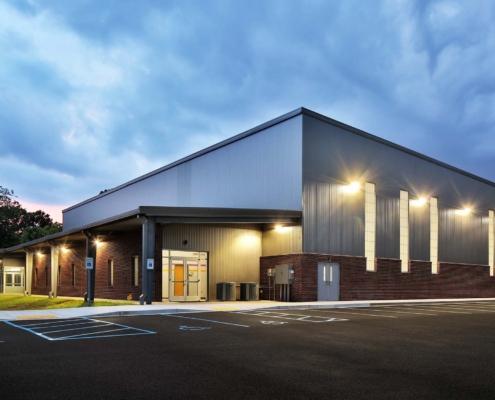 Side View Of A Large Commercial Warehouse